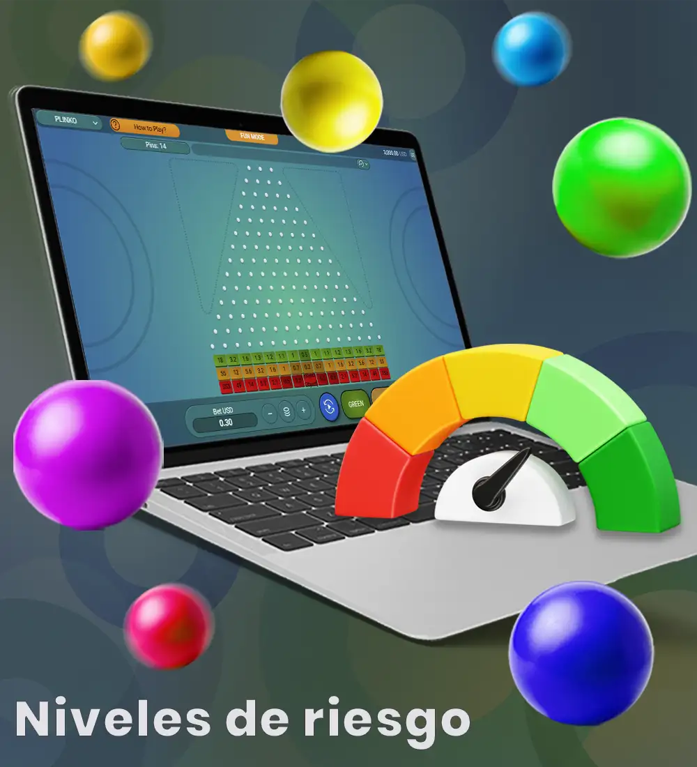 ¿Cuáles son los niveles de riesgo en Plinko?
